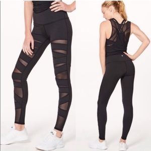 Lululemon Wunder Under Tech Mesh Hi-Rise Full Length Black Leggings